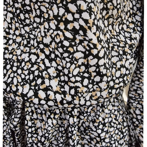 Influence Fashion Black All Over Print Mock Neck Ruffle Hem Mini Dress Size 12UK - Picture 7 of 9